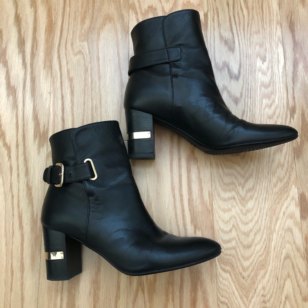 Stuart Weitzman Buckle Leather Ankle Boots, Size 6